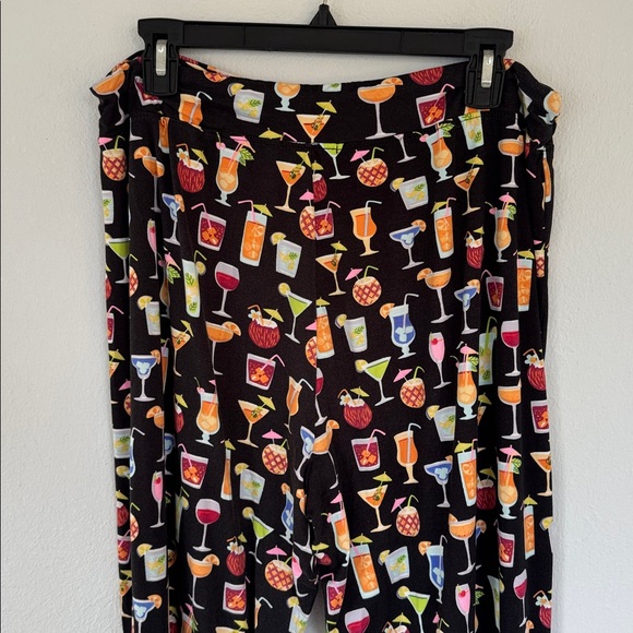 Amanda Blu black colorful cocktail print wide leg stretch pajama pants size XL - Picture 7 of 11